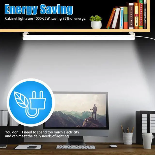 Alt view image 3 of 7 - 2pcs 20LED Under Cabinet Closet Lights USB Kitchen Shelf Magnetic Strip Bar Lamp