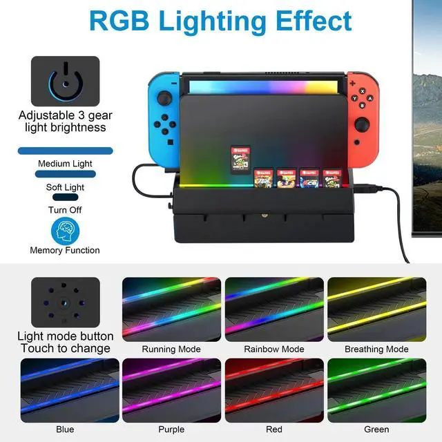 Alt view image 5 of 7 - Wall Mount for Nintendo Switch/OLED w/ USB Port Game Card Holder Joy Con Hanger