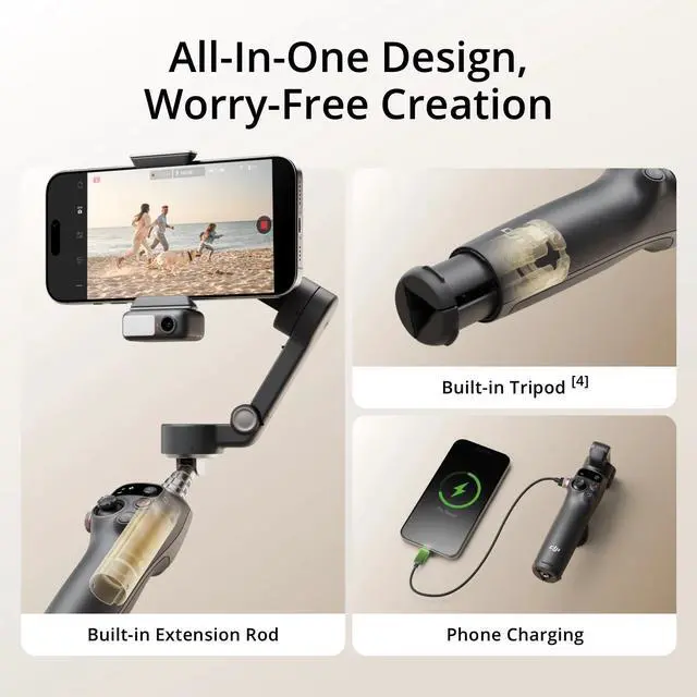 Alt view image 5 of 7 - Osmo Mobile 7P 3-Axis Phone Gimbal Stabilizer for iPhone & Android Bundle lightweight, portable, and user-friendly