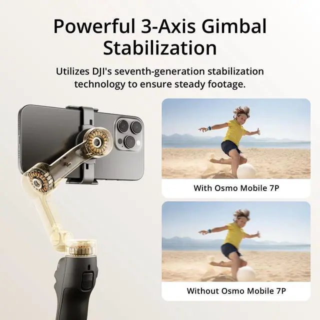 Alt view image 4 of 7 - Osmo Mobile 7P 3-Axis Phone Gimbal Stabilizer for iPhone & Android Bundle lightweight, portable, and user-friendly