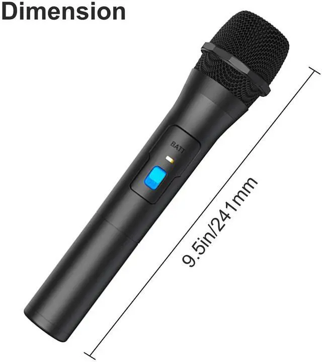 Alt view image 6 of 7 - Professional VHF Handheld Microphone System Wireless Mic Karaoke W/ USB Receiver