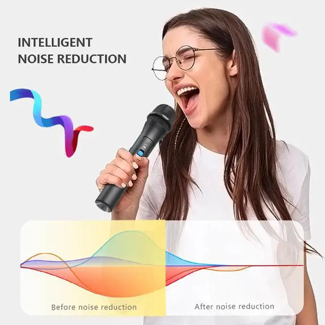 Alt view image 4 of 7 - Professional VHF Handheld Microphone System Wireless Mic Karaoke W/ USB Receiver