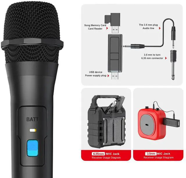 Main image of Professional VHF Handheld Microphone System Wireless Mic Karaoke W/ USB Receiver