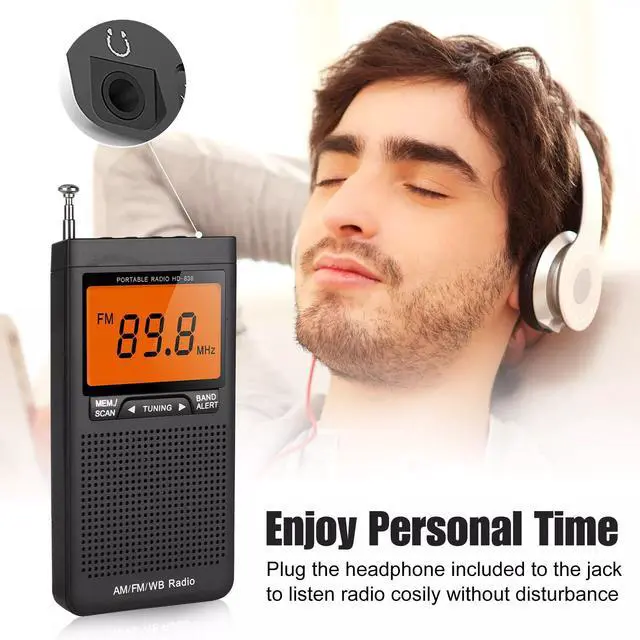 Alt view image 6 of 7 - Emergency Pocket Radio AM FM NOAA Weather Band Radio w/ Auto-Search Receiver LCD