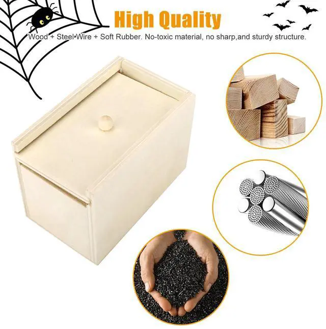 Alt view image 2 of 7 - 2X Wooden Prank Spider Scare Box Hidden in Case Trick Play Joke Scarebox Gag Toy