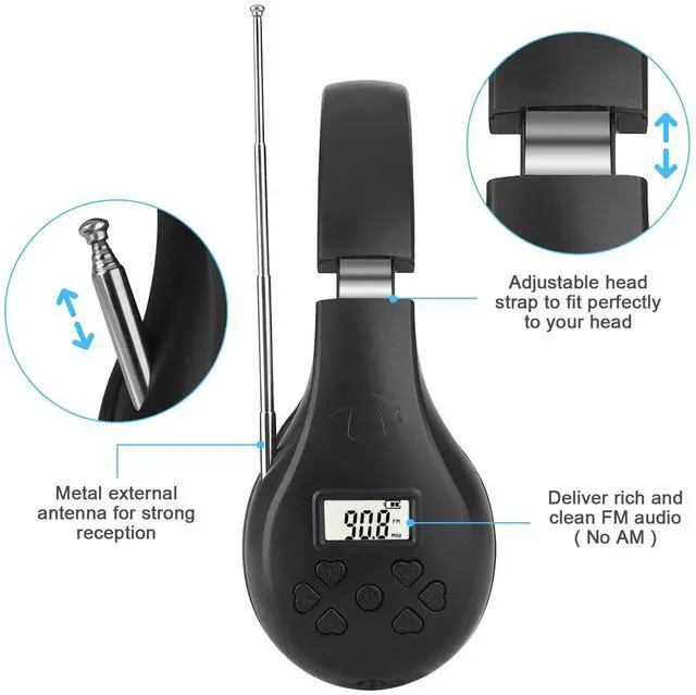 Alt view image 3 of 7 - Wireless FM Radio Headphone Foldable Over-Ear Stereo Headset Recevier Portable