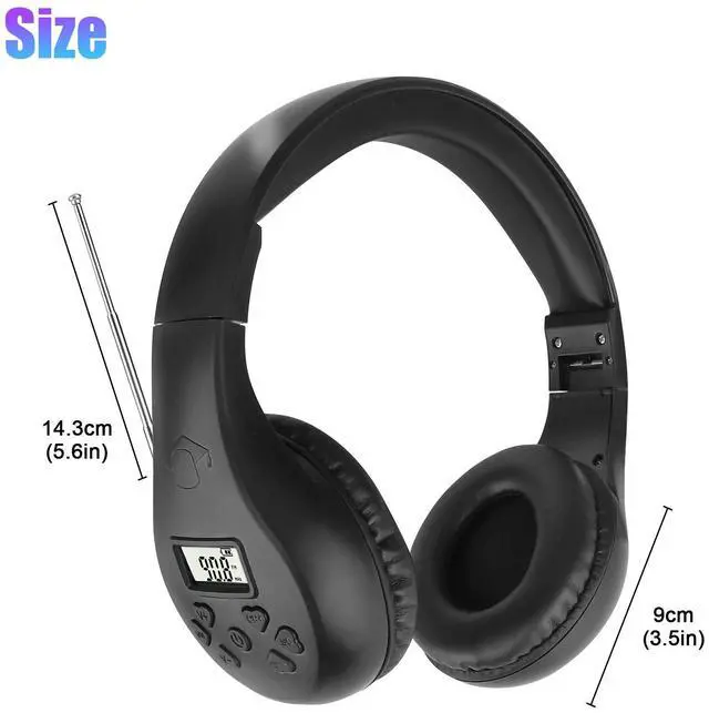 Alt view image 7 of 7 - Wireless FM Radio Headphone Foldable Over-Ear Stereo Headset Recevier Portable