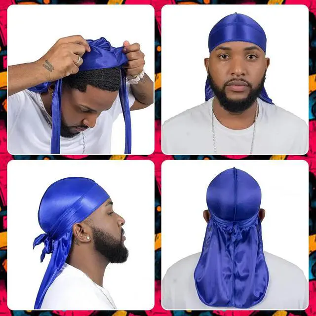 Alt view image 4 of 7 - 5 PCS Soft Durag Head Wraps for Men & Women  Multicolor Silky Headscarves Set