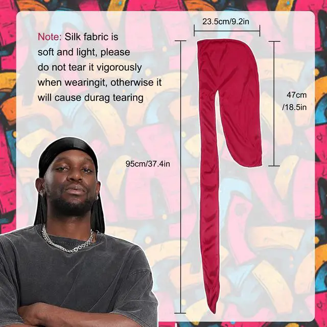 Alt view image 6 of 7 - 5 PCS Soft Durag Head Wraps for Men & Women  Multicolor Silky Headscarves Set