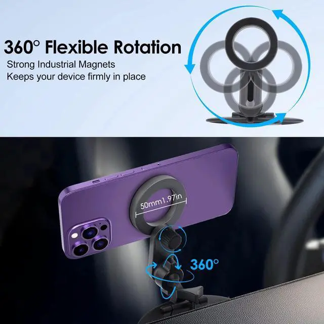 Alt view image 4 of 7 - Magsafe CD Slot Phone Holder Car CD Player Mount 360° Rotate for iPhone