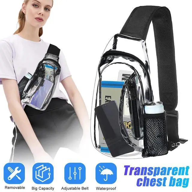 Main image of Clear PVC Sling Bag Transparent Stadium Shoulder Crossbody Chest Pack Adjustable