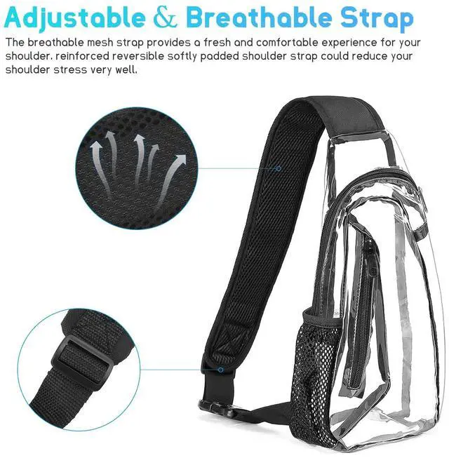 Alt view image 6 of 7 - Clear PVC Sling Bag Transparent Stadium Shoulder Crossbody Chest Pack Adjustable