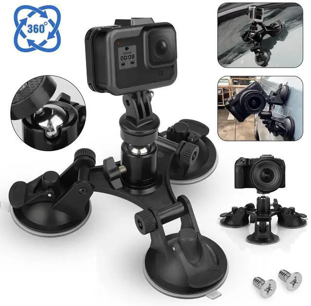 Main image of Triple Suction Cup Car Holder Mount for GoPro Hero 10 9 8 7 6 5 Camera