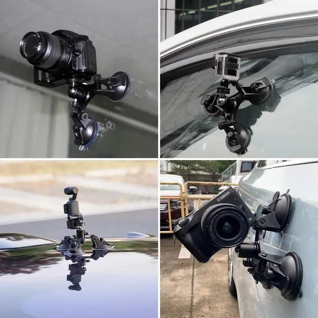 Alt view image 4 of 7 - Triple Suction Cup Car Holder Mount for GoPro Hero 10 9 8 7 6 5 Camera