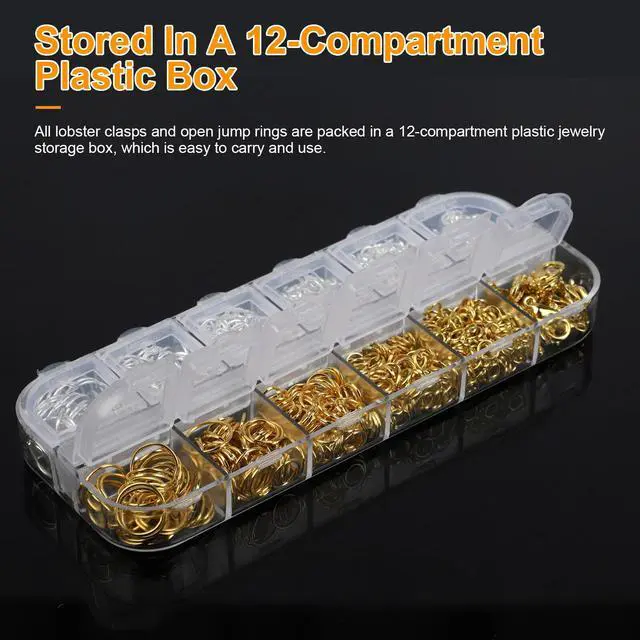 Alt view image 4 of 7 - 1200Pcs Lobster Clasp Open Jump Rings For DIY Jewelry Making Necklace Bracelet