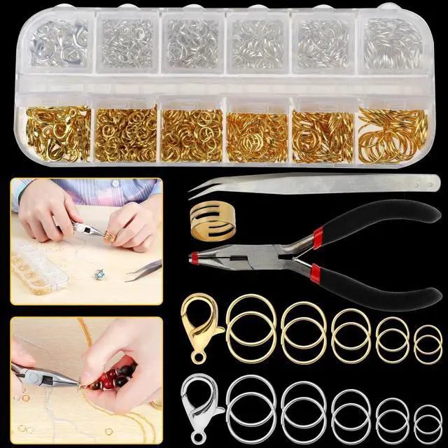 Main image of 1200Pcs Lobster Clasp Open Jump Rings For DIY Jewelry Making Necklace Bracelet