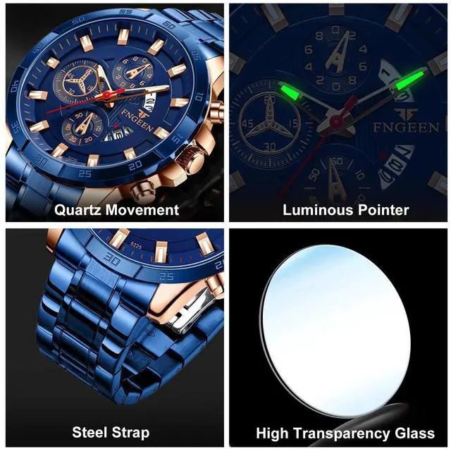 Alt view image 4 of 6 - Waterproof Men Watch Stainless Steel Quartz Classic Business Luminous Wristwatch