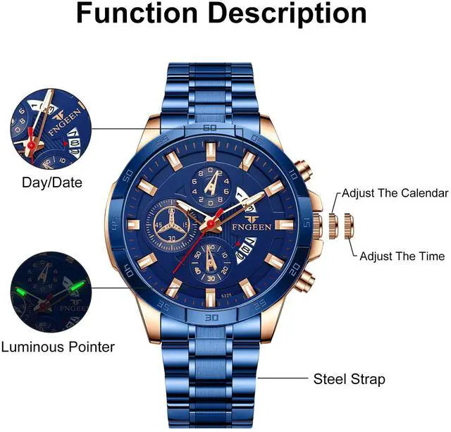 Alt view image 3 of 6 - Waterproof Men Watch Stainless Steel Quartz Classic Business Luminous Wristwatch
