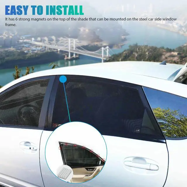 Alt view image 3 of 7 - 4PCS Car Side Window Sun Shade Cover Visor Mesh Shield UV Block Sunshade Screen