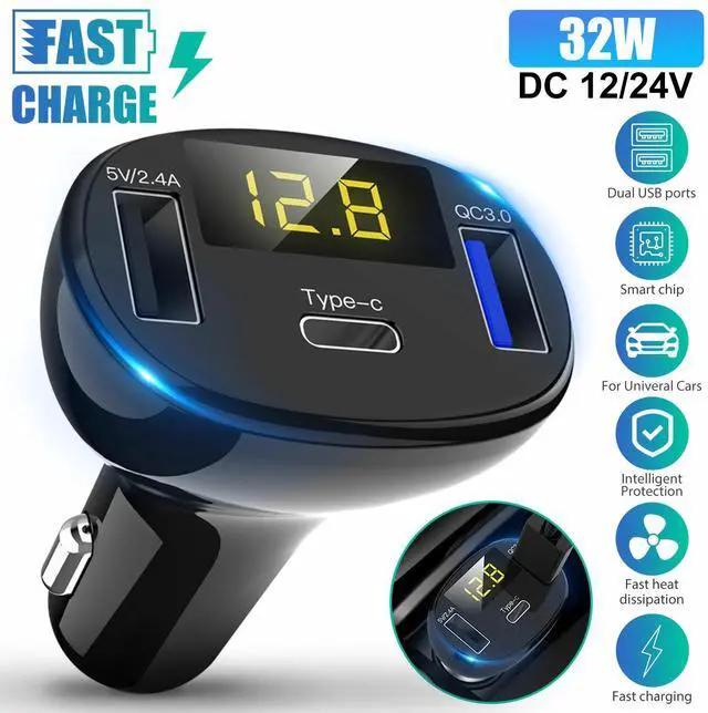 Main image of Dual USB PD Type-C Car Charger Fast Charge Adapter For iPhone 14 13 12 Pro Max