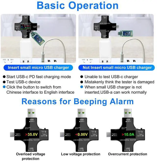 Alt view image 4 of 7 - Type-C USB Digital Meter Tester Multimeter Current Voltage Power Monitor + Cable