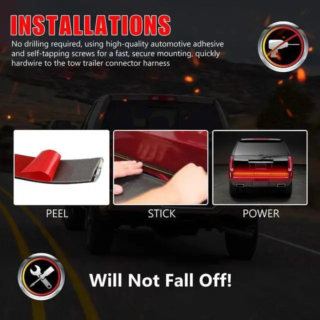 Alt view image 6 of 7 - 60" Inch Truck Tailgate LED Light Bar Brake Reverse Turn Signal Stop Tail Strip