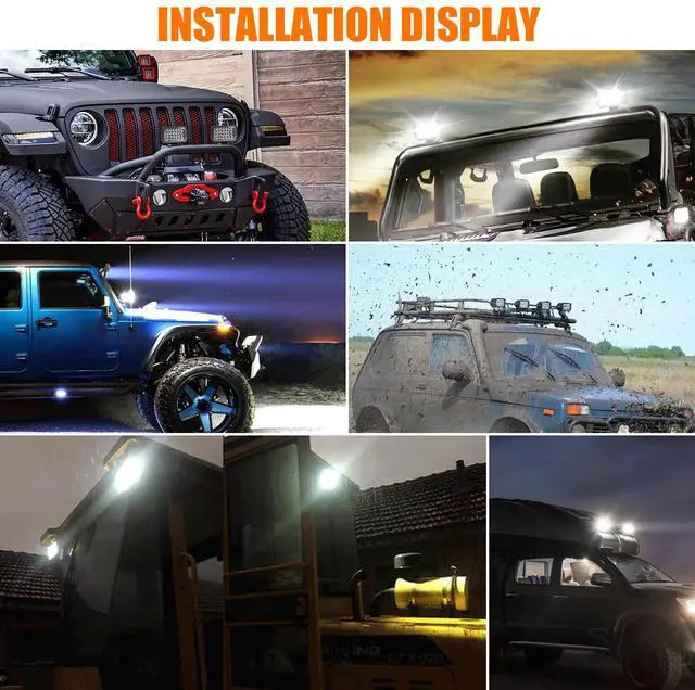 Alt view image 5 of 7 - 2x 4inch 800W LED Work Lights Bar Spot Pods Fog Lamp Offroad Driving Truck ATV