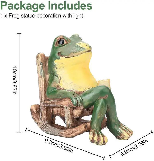 Alt view image 7 of 7 - Frog Garden Statue with Light Lawn Ornament Garden Figurine Light Yard Art Decor