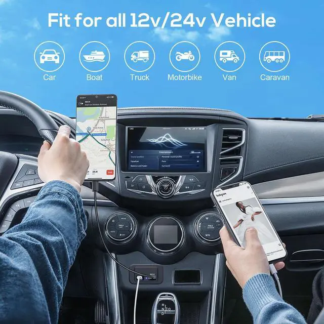 Alt view image 4 of 7 - 2PCS Car Charger Outlet Socket, Dual USB QC3.0 & PD Quick Charge, for RV Marine