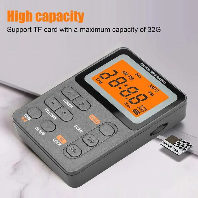 Alt view image 4 of 7 - Mini Digital AM/FM Radio Receiver Stereo MP3 Player LCD Screen USB Rechargeable