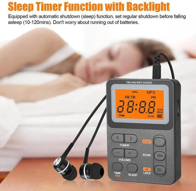 Alt view image 5 of 7 - Mini Digital AM/FM Radio Receiver Stereo MP3 Player LCD Screen USB Rechargeable