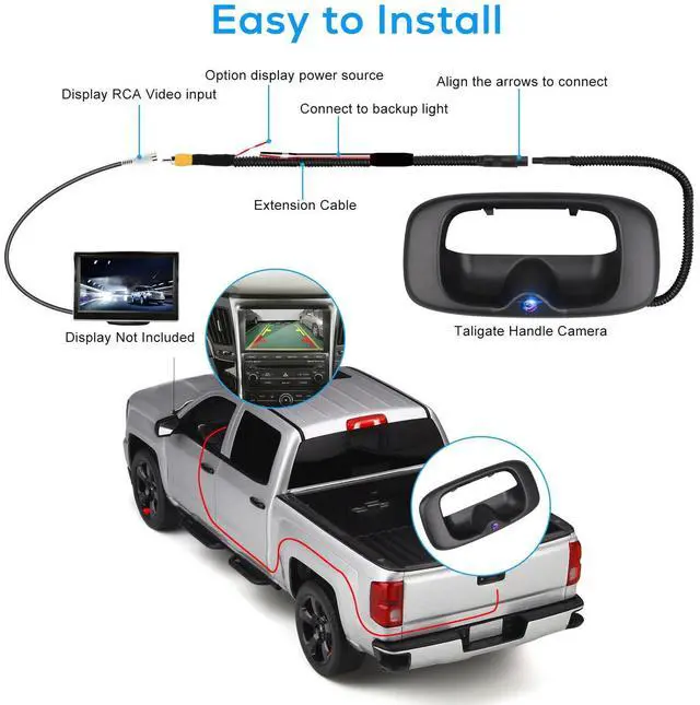 Alt view image 4 of 7 - Rear Tailgate Handle Backup Camera for Chevrolet Silverado/GMC Sierra 1999-2006