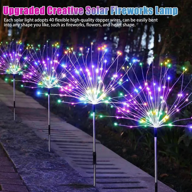 Alt view image 2 of 7 - 480 LED Solar Firework Lights 8 Modes Outdoor Path Lawn Garden Yard Decor Lamp
