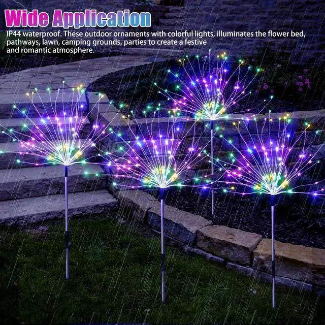 Alt view image 6 of 7 - 480 LED Solar Firework Lights 8 Modes Outdoor Path Lawn Garden Yard Decor Lamp