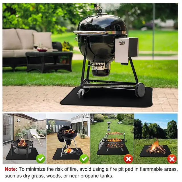 Alt view image 6 of 7 - 24x18in Under Grill Mat Fireproof Mat for Outdoor Tabletop Grill Deck Protector