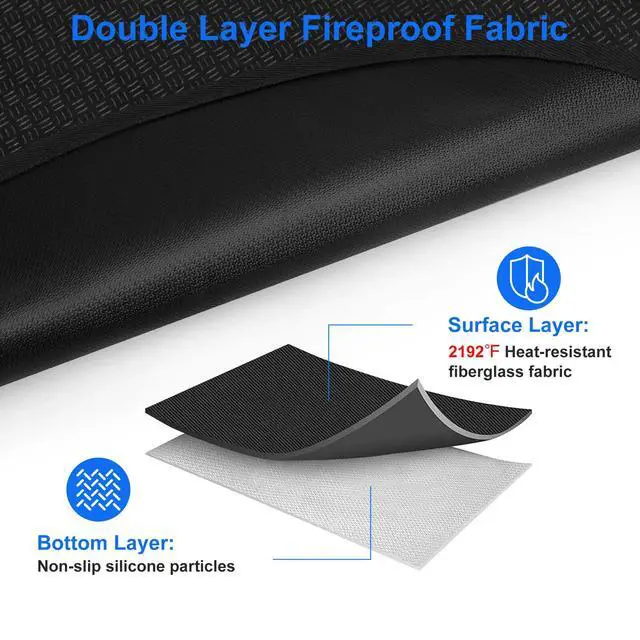 Alt view image 5 of 7 - 24x18in Under Grill Mat Fireproof Mat for Outdoor Tabletop Grill Deck Protector