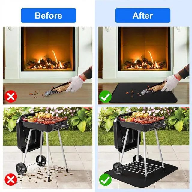 Alt view image 3 of 7 - 24x18in Under Grill Mat Fireproof Mat for Outdoor Tabletop Grill Deck Protector