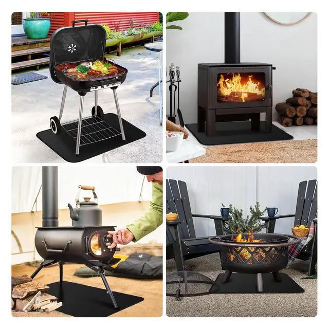Alt view image 4 of 7 - 24x18in Under Grill Mat Fireproof Mat for Outdoor Tabletop Grill Deck Protector