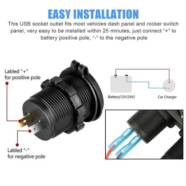 Alt view image 4 of 7 - QC3.0 Dual USB Car Fast Charger, Cigarette Lighter Socket Adapter, LED Voltmeter