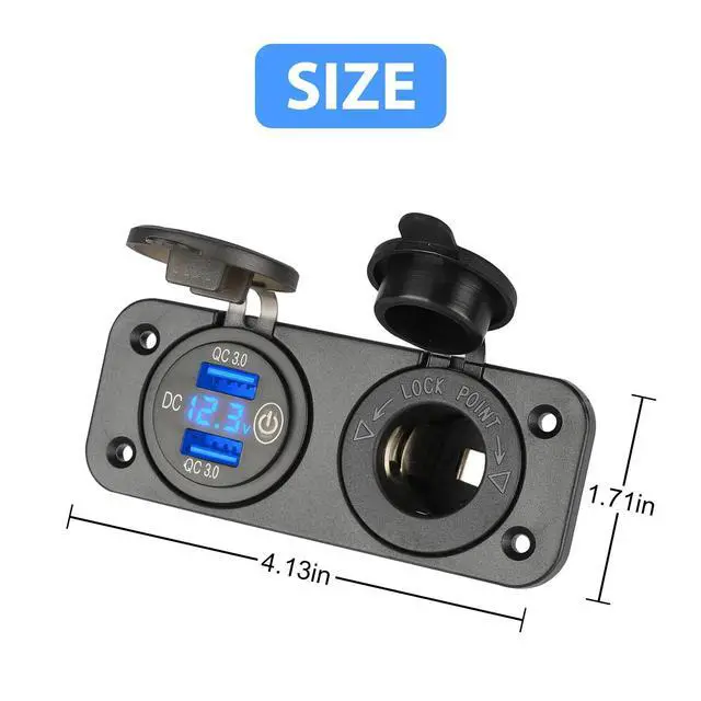 Alt view image 6 of 7 - QC3.0 Dual USB Car Fast Charger, Cigarette Lighter Socket Adapter, LED Voltmeter