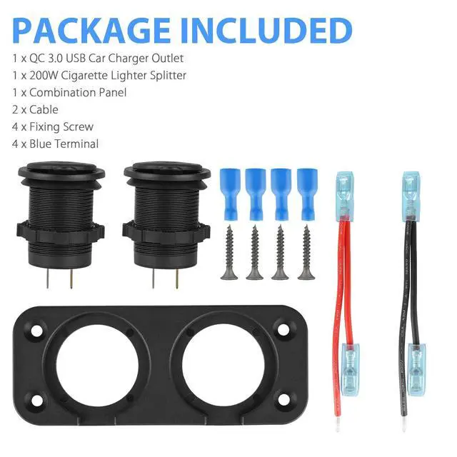 Alt view image 7 of 7 - QC3.0 Dual USB Car Fast Charger, Cigarette Lighter Socket Adapter, LED Voltmeter
