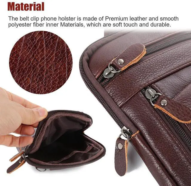 Alt view image 2 of 7 - Men Leather Fashion Phone Pouch Belt Bag Shoulder Crossbody Waist Pack Handbag