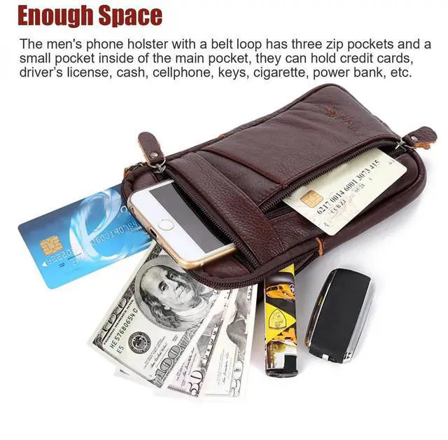 Alt view image 3 of 7 - Men Leather Fashion Phone Pouch Belt Bag Shoulder Crossbody Waist Pack Handbag
