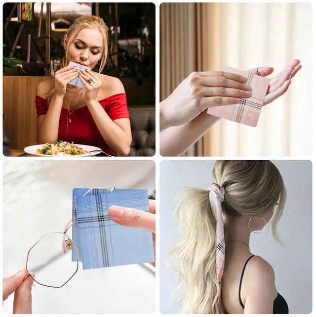 Alt view image 6 of 6 - 12x Cotton Handkerchiefs, Classic Plaid Pocket Square, 15''x15'' Fashion Hankies