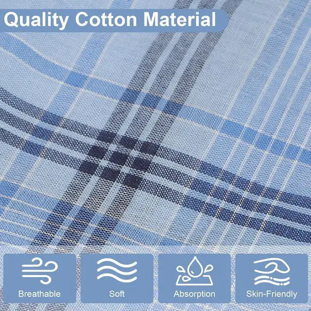 Alt view image 3 of 6 - 12x Cotton Handkerchiefs, Classic Plaid Pocket Square, 15''x15'' Fashion Hankies