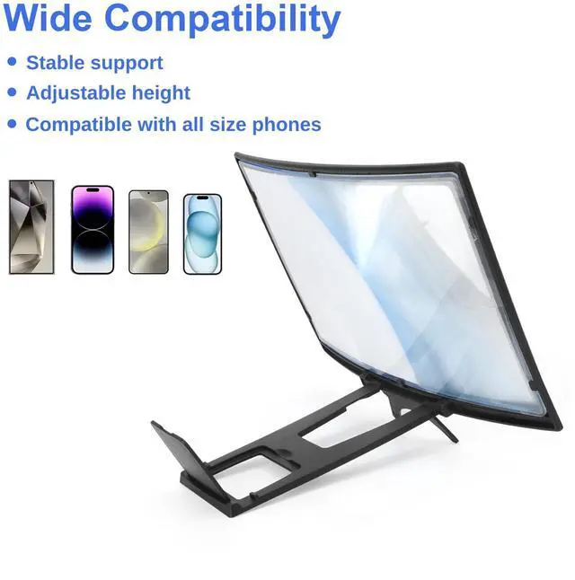 Alt view image 4 of 7 - 12" Curved Screen Mobile Phone Amplifier Eye Protection 3D Screen Magnifier