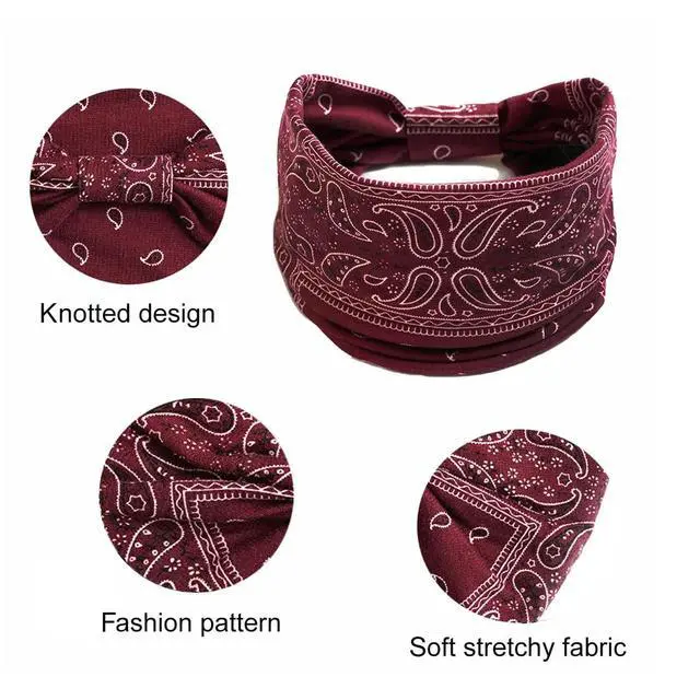 Alt view image 5 of 7 - 3pcs Boho Headbands Hair Bands Leopard Knotted Turban Wraps Stripe Cloth Elegant