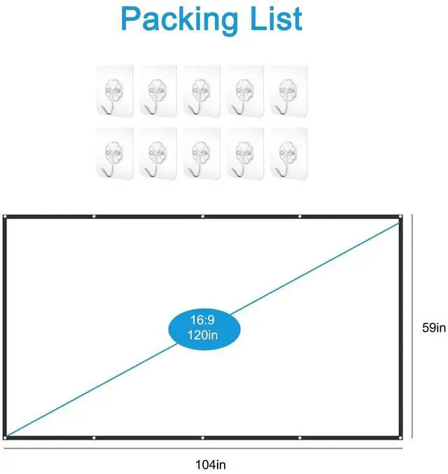 Alt view image 7 of 7 - Outdoor Projection Screen 120" Washable & Portable 16:9 4K HD Home Party Theater