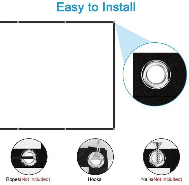 Alt view image 4 of 7 - Outdoor Projection Screen 120" Washable & Portable 16:9 4K HD Home Party Theater