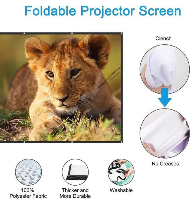 Alt view image 2 of 7 - Outdoor Projection Screen 120" Washable & Portable 16:9 4K HD Home Party Theater